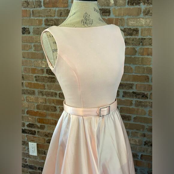 Vintage 50s Scott McClintock belted blush pink maxi dress gown elegant size 6 - Picture 3 of 13